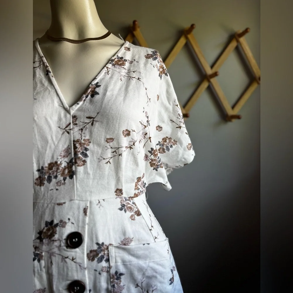 Mango Floral Button-Down White Dress - Picture 3 of 4